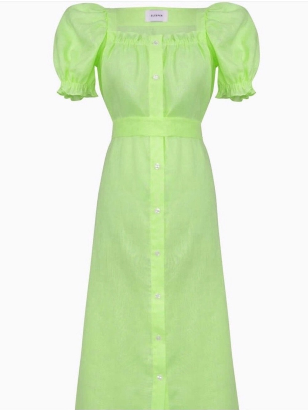 NEW Sleeper midi linen lime belted dress size XS